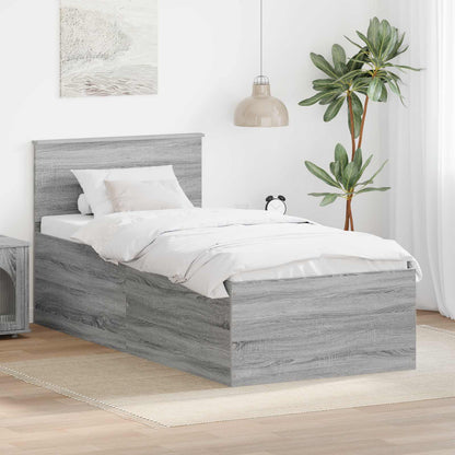 Bed Frame Grey Sonoma 75 x 190 cm Engineered Wood