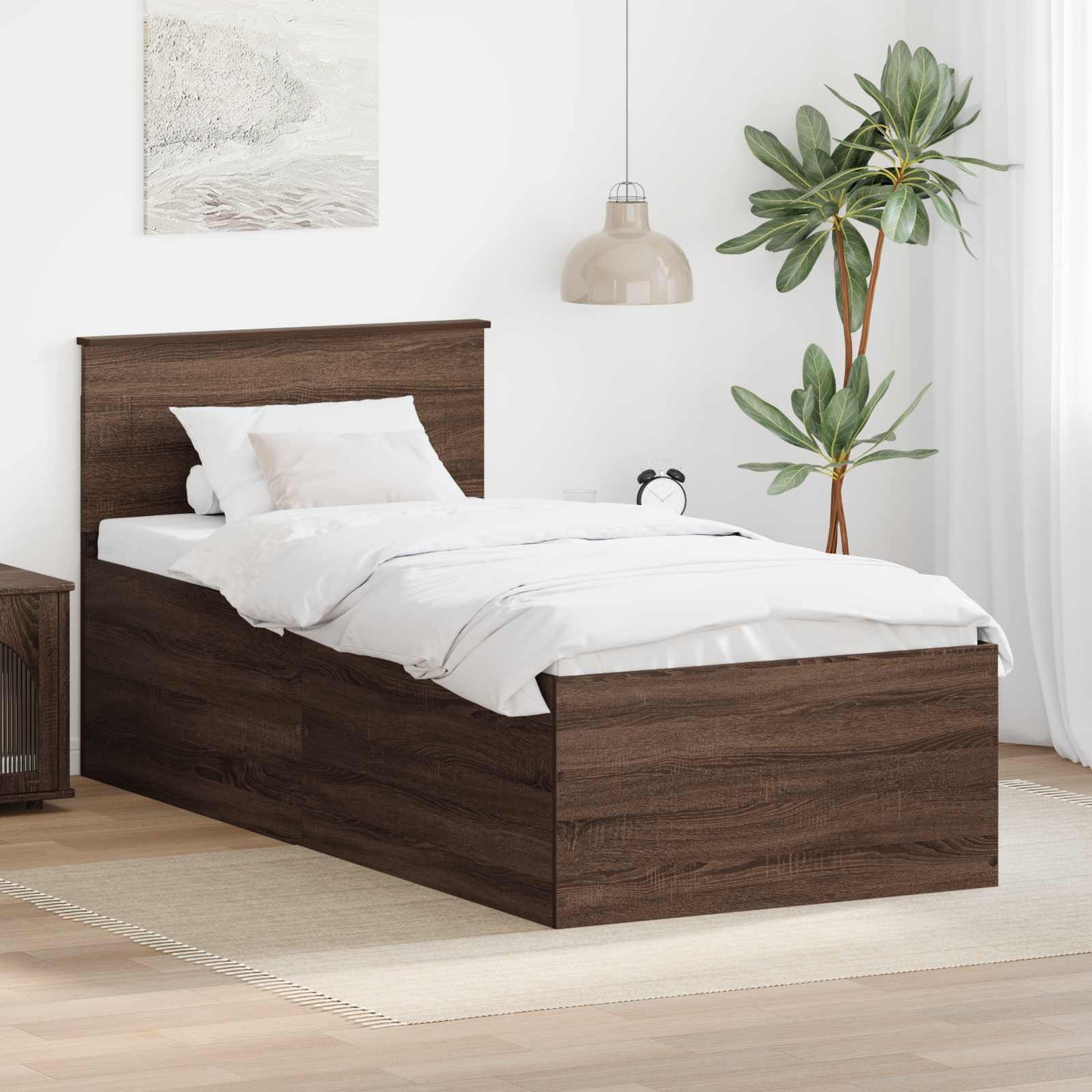 Bed Frame with Headboard Brown Oak 75 x 190 cm Engineered Wood