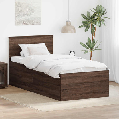 Bed Frame with Headboard Brown Oak 75 x 190 cm Engineered Wood