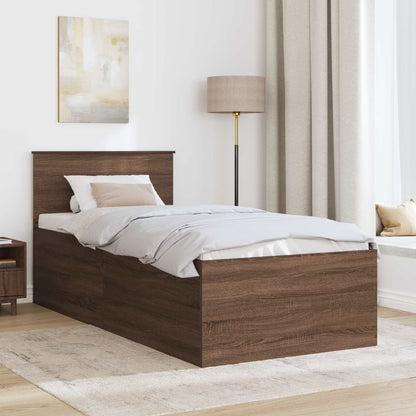 Bed Frame with Headboard Brown Oak 75 x 190 cm Engineered Wood