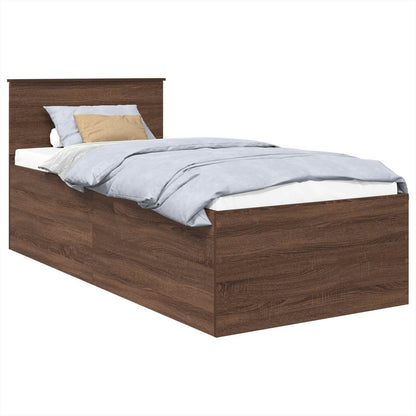 Bed Frame with Headboard Brown Oak 75 x 190 cm Engineered Wood