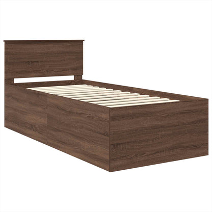 Bed Frame with Headboard Brown Oak 75 x 190 cm Engineered Wood