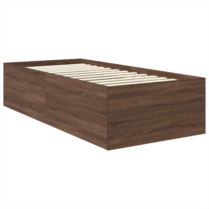 Bed Frame with Headboard Brown Oak 75 x 190 cm Engineered Wood