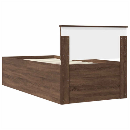 Bed Frame with Headboard Brown Oak 75 x 190 cm Engineered Wood