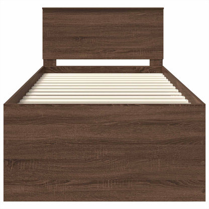 Bed Frame with Headboard Brown Oak 75 x 190 cm Engineered Wood