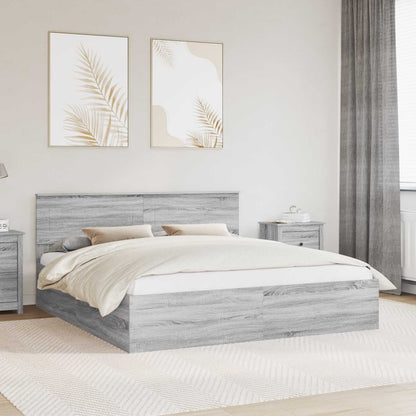 Bed Frame Grey Sonoma 200 x 200 cm Engineered Wood