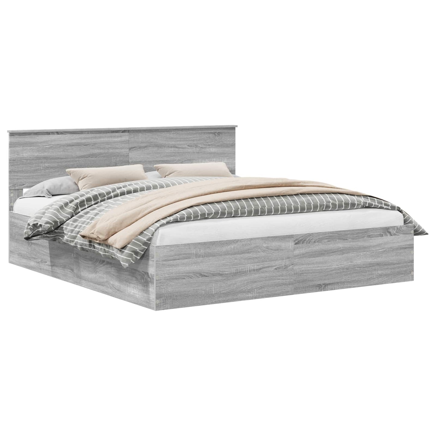 Bed Frame Grey Sonoma 200 x 200 cm Engineered Wood