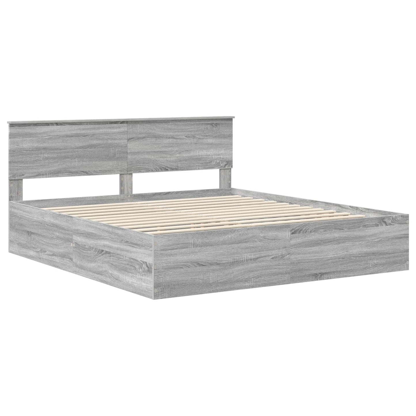 Bed Frame Grey Sonoma 200 x 200 cm Engineered Wood