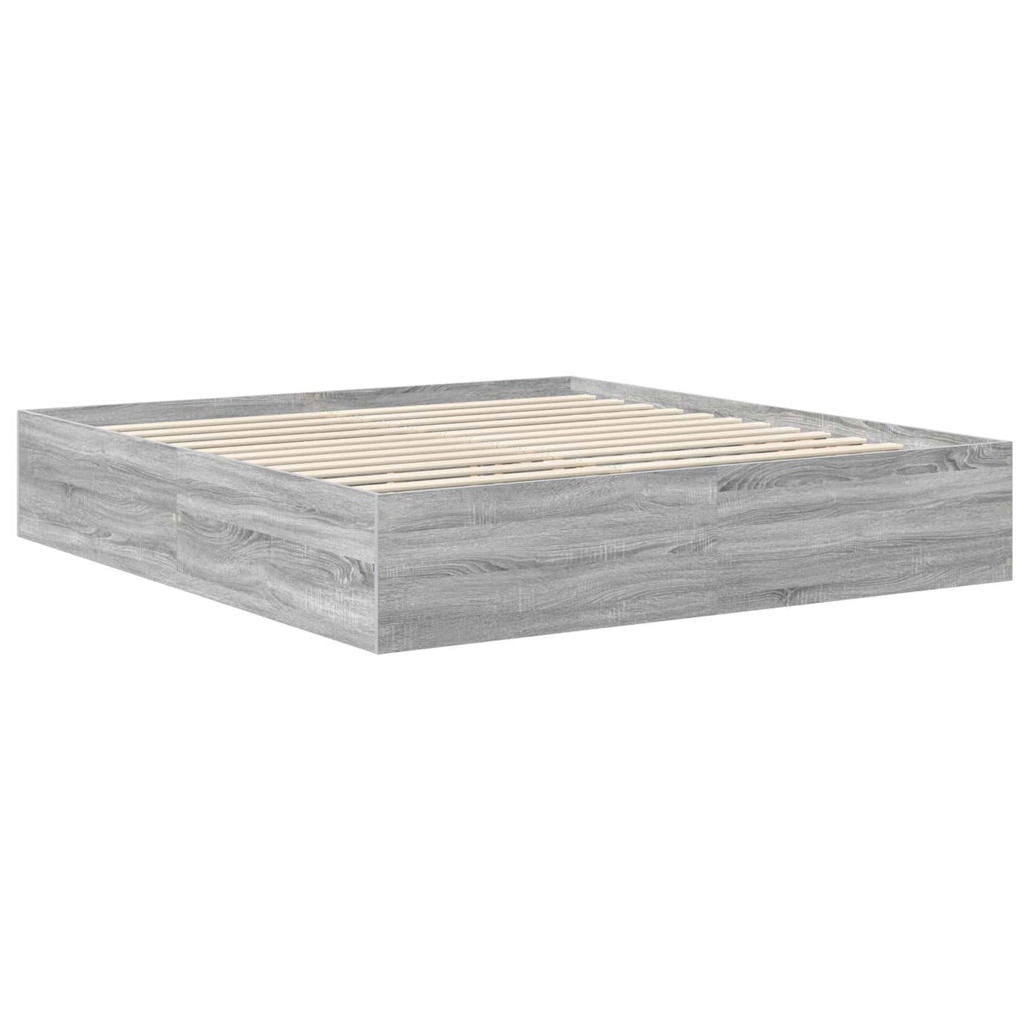 Bed Frame Grey Sonoma 200 x 200 cm Engineered Wood