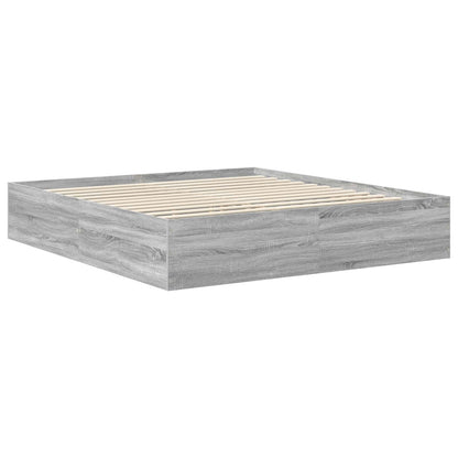Bed Frame Grey Sonoma 200 x 200 cm Engineered Wood