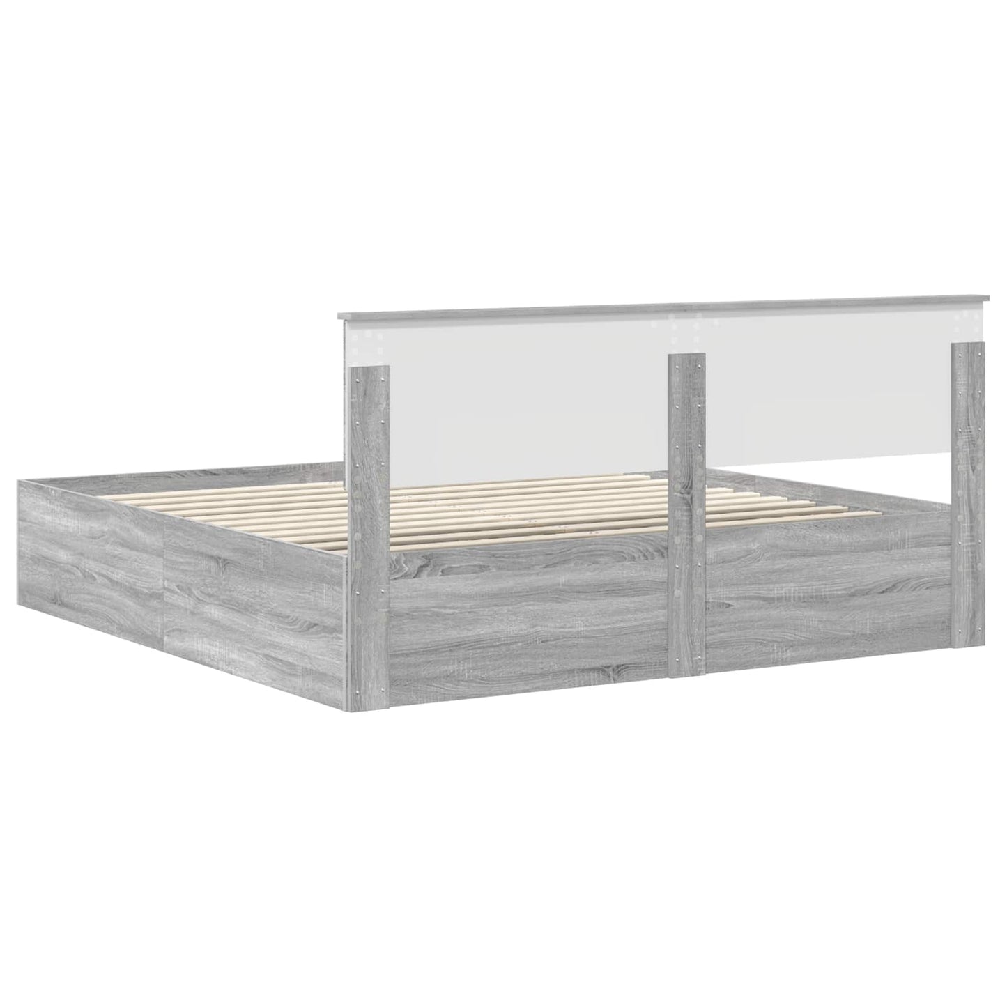 Bed Frame Grey Sonoma 200 x 200 cm Engineered Wood