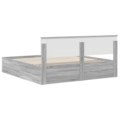 Bed Frame Grey Sonoma 200 x 200 cm Engineered Wood