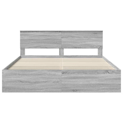 Bed Frame Grey Sonoma 200 x 200 cm Engineered Wood