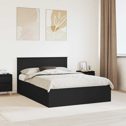 Bed Frame with Headboard Black 150 x 200 cm Engineered Wood