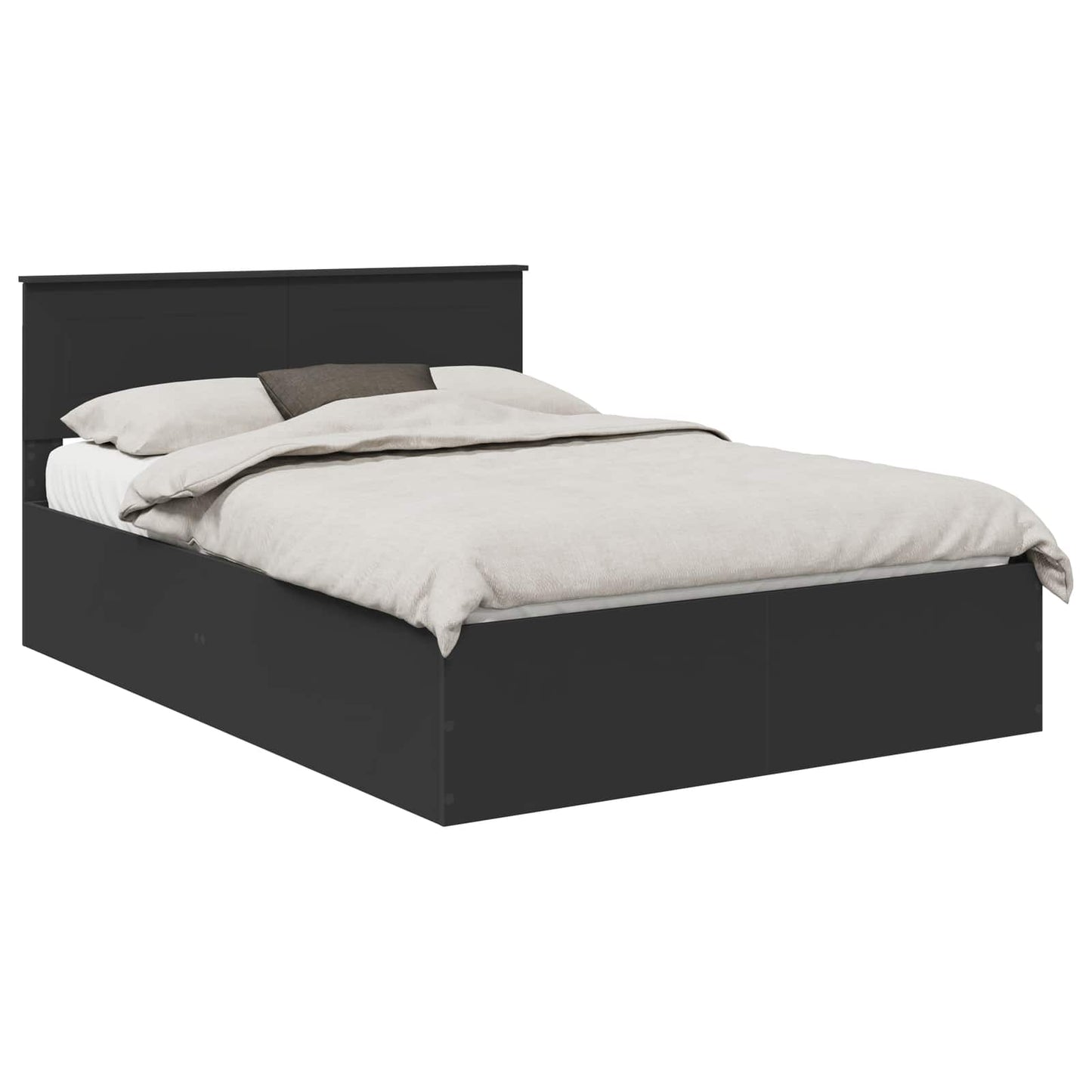 Bed Frame with Headboard Black 150 x 200 cm Engineered Wood