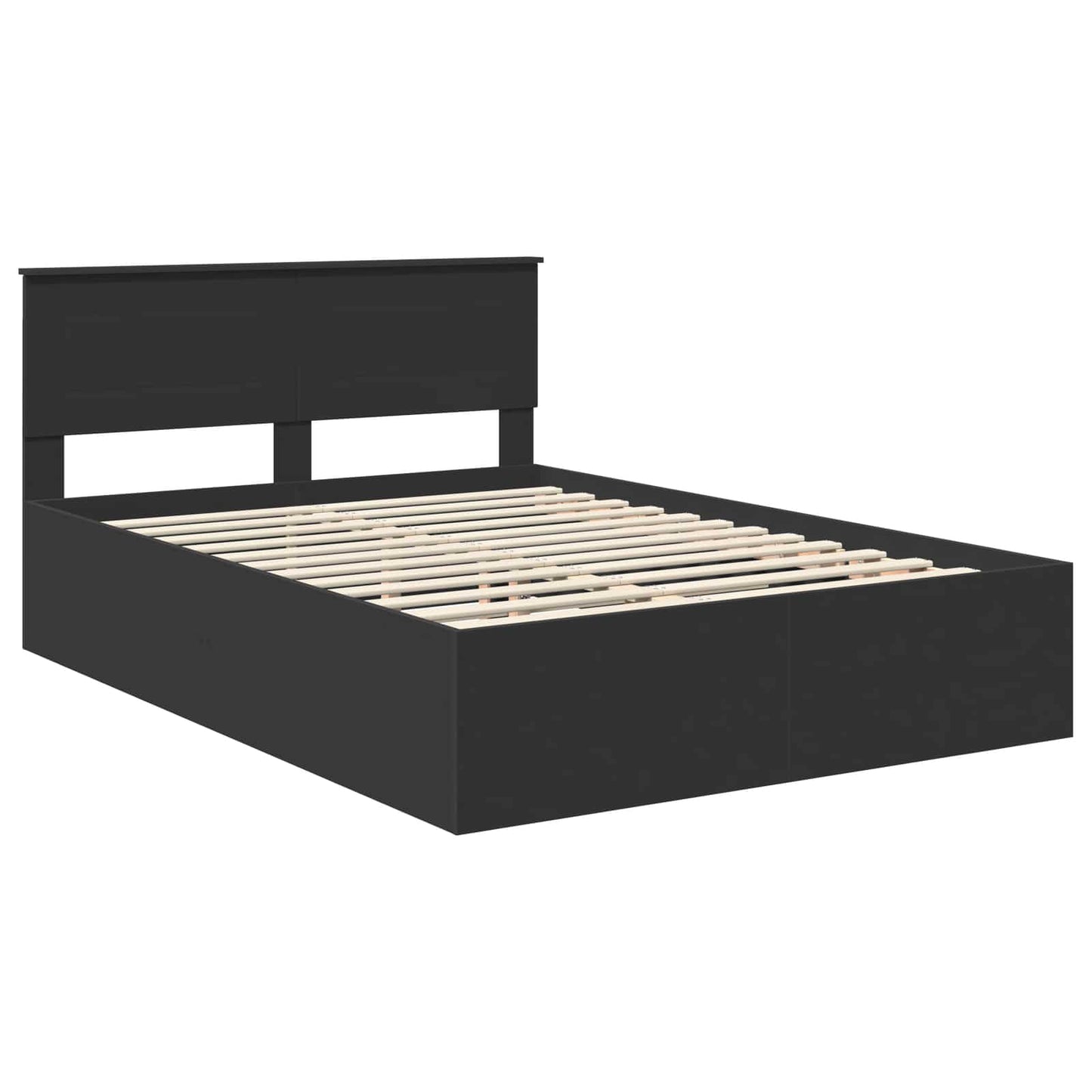 Bed Frame with Headboard Black 150 x 200 cm Engineered Wood