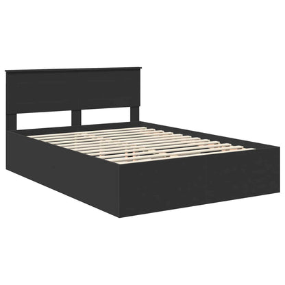 Bed Frame with Headboard Black 150 x 200 cm Engineered Wood