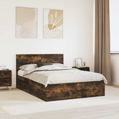 Bed Frame Smoked Oak 150 x 200 cm Engineered Wood