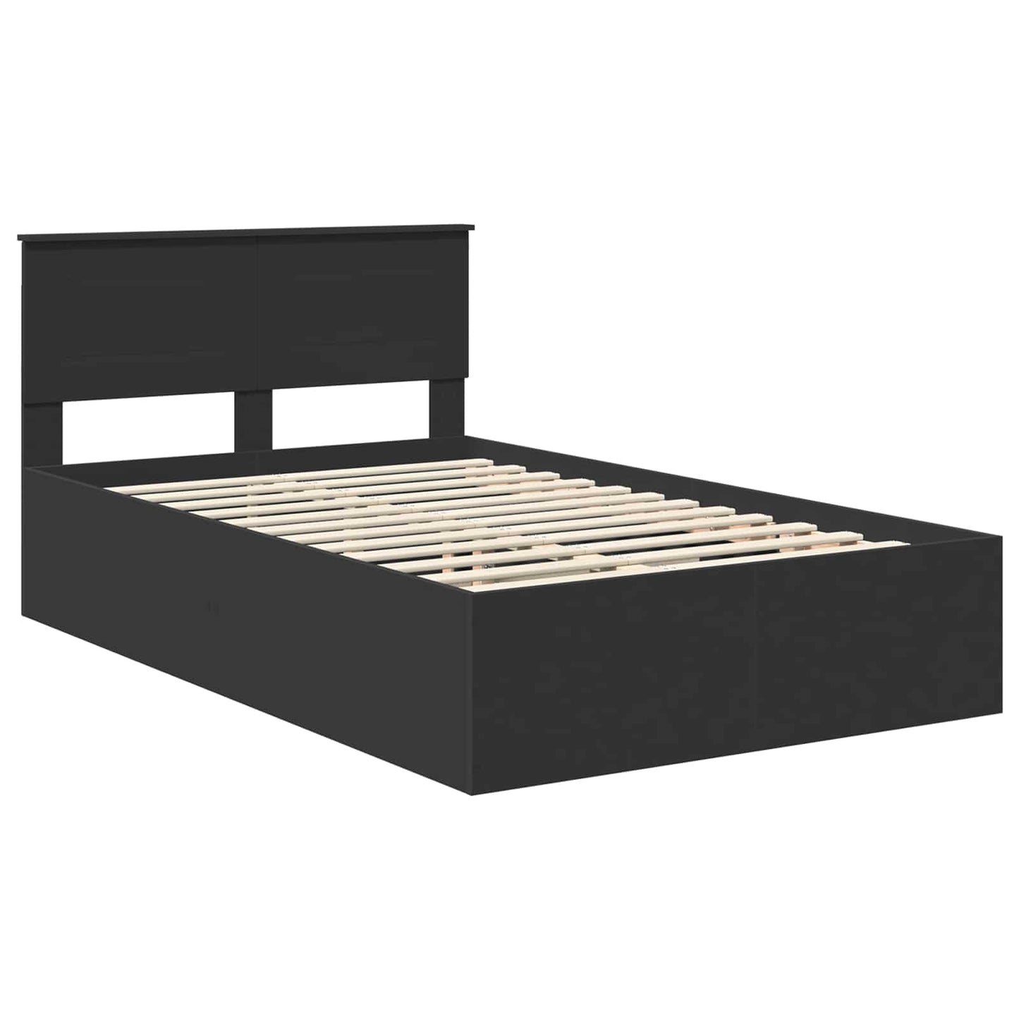 Bed Frame with Headboard Black 135 x 190 cm Engineered Wood