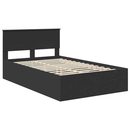Bed Frame with Headboard Black 135 x 190 cm Engineered Wood