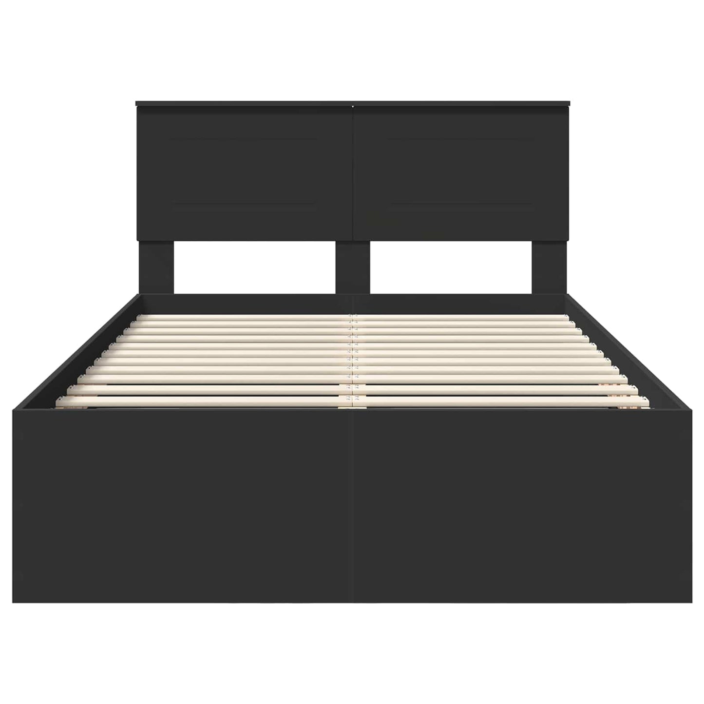 Bed Frame with Headboard Black 135 x 190 cm Engineered Wood