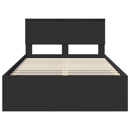 Bed Frame with Headboard Black 135 x 190 cm Engineered Wood