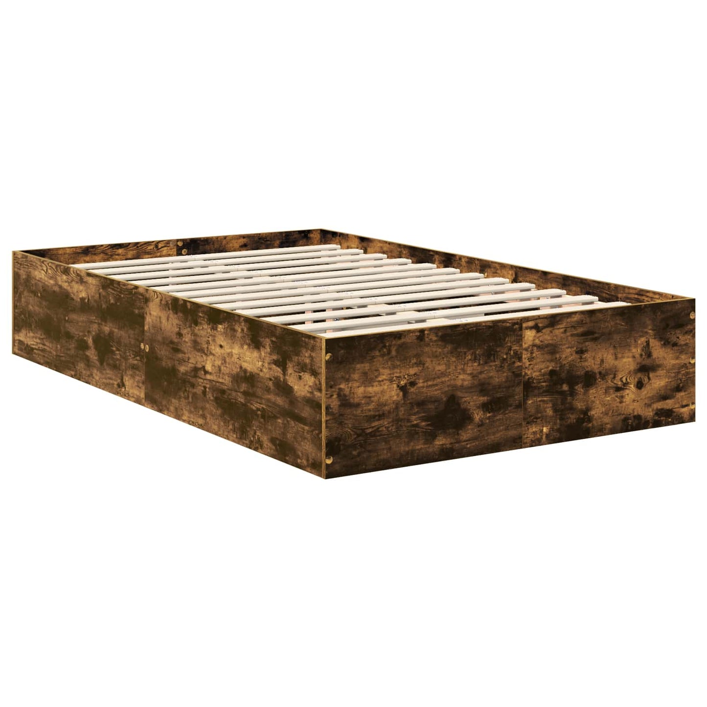 Bed Frame Smoked Oak 135 x 190 cm Engineered Wood