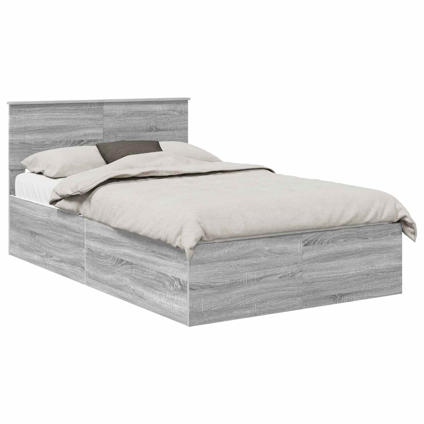 Bed Frame Grey Sonoma 135 x 190 cm Engineered Wood
