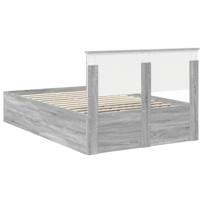 Bed Frame Grey Sonoma 135 x 190 cm Engineered Wood