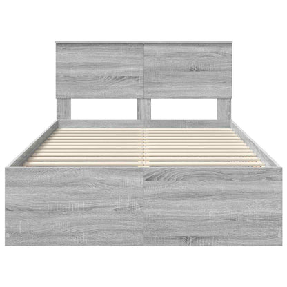 Bed Frame Grey Sonoma 135 x 190 cm Engineered Wood