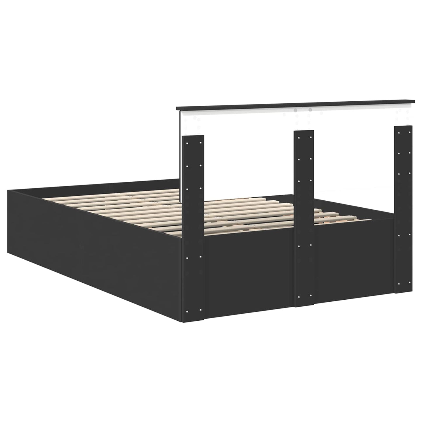 Bed Frame with Headboard Black 120 x 190 cm Engineered Wood