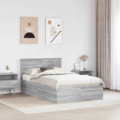 Bed Frame Grey Sonoma 120 x 190 cm Engineered Wood