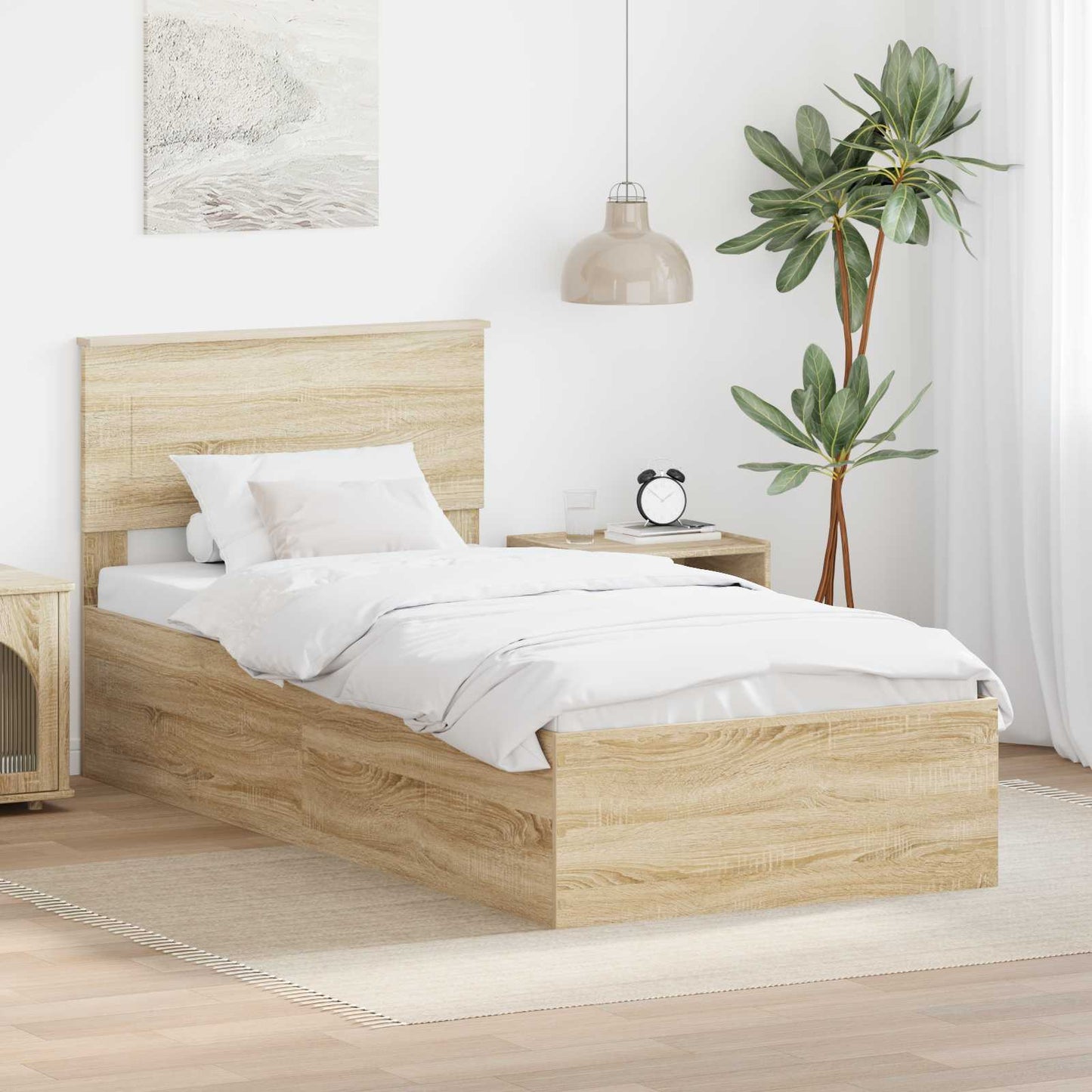 Bed Frame Sonoma Oak 100 x 200 cm Engineered Wood