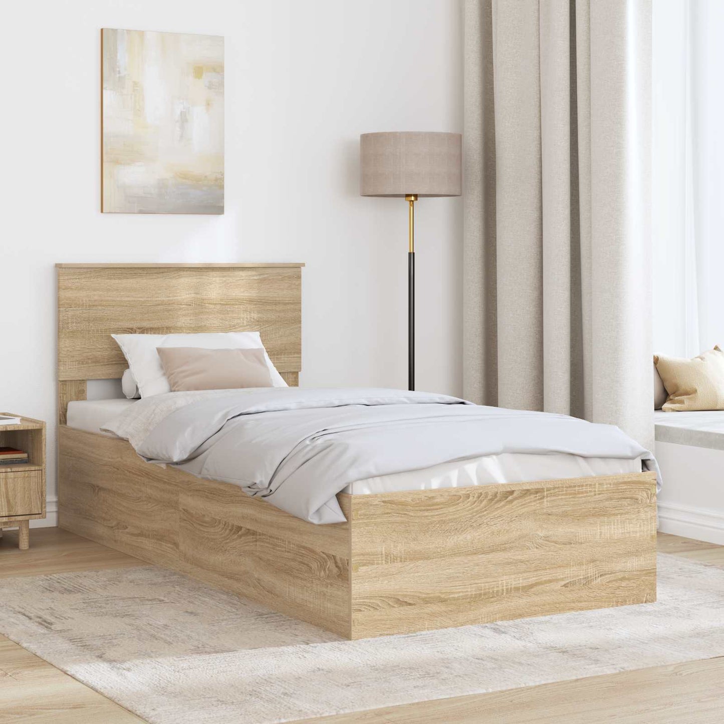 Bed Frame Sonoma Oak 100 x 200 cm Engineered Wood