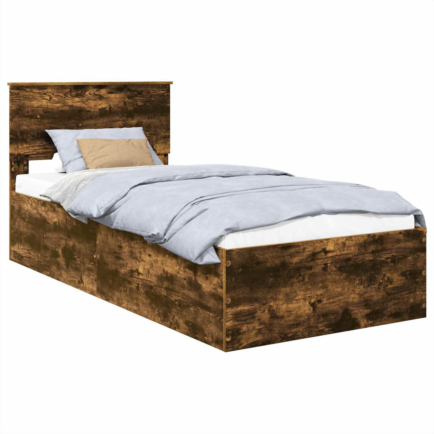 Bed Frame Smoked Oak 100 x 200 cm Engineered Wood