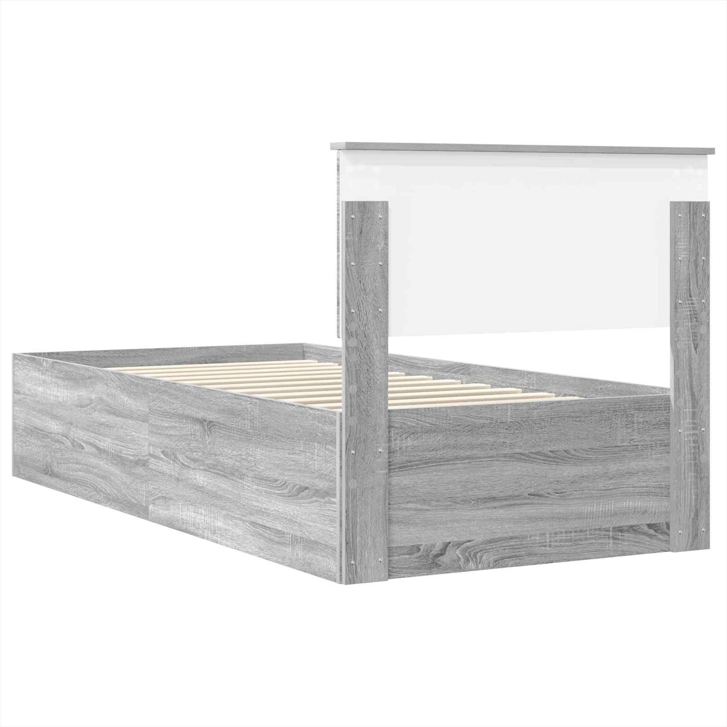 Bed Frame Grey Sonoma 100 x 200 cm Engineered Wood