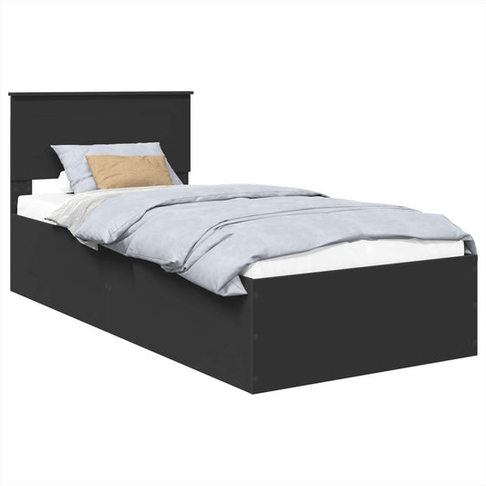 Bed Frame with Headboard Black 90 x 190 cm Engineered Wood