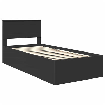 Bed Frame with Headboard Black 90 x 190 cm Engineered Wood