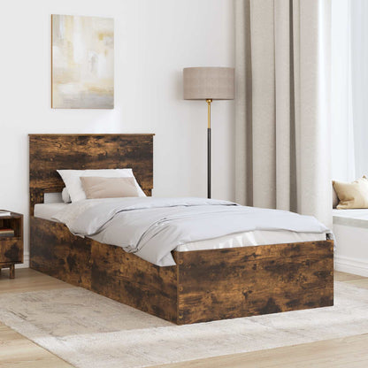 Bed Frame with Headboard Smoked Oak 90 x 190 cm Engineered Wood