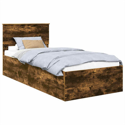 Bed Frame with Headboard Smoked Oak 90 x 190 cm Engineered Wood