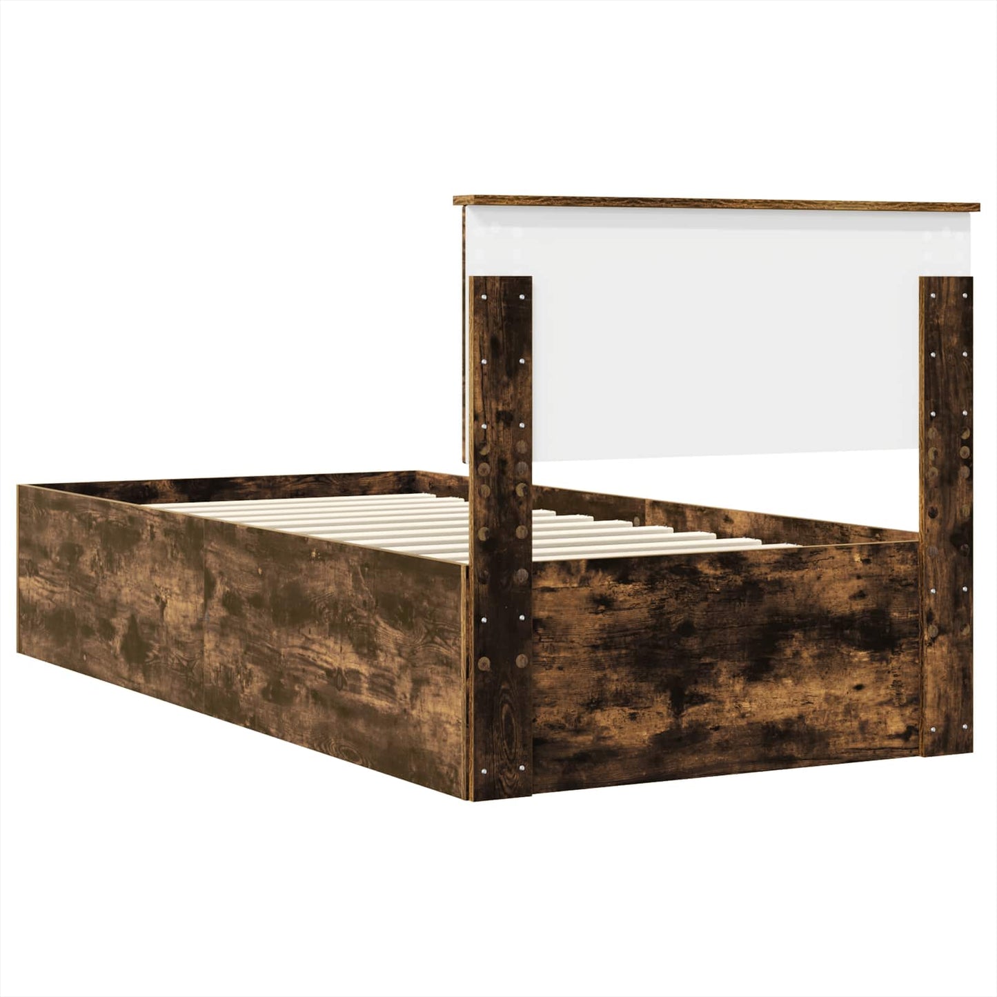 Bed Frame with Headboard Smoked Oak 90 x 200 cm Engineered Wood