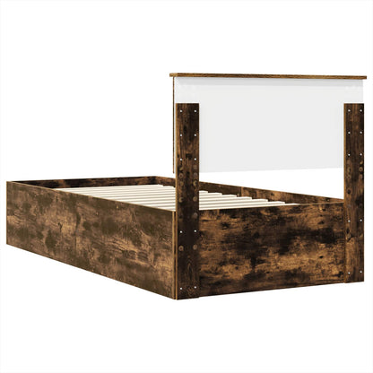 Bed Frame with Headboard Smoked Oak 90 x 200 cm Engineered Wood