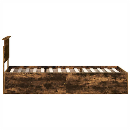 Bed Frame with Headboard Smoked Oak 90 x 200 cm Engineered Wood