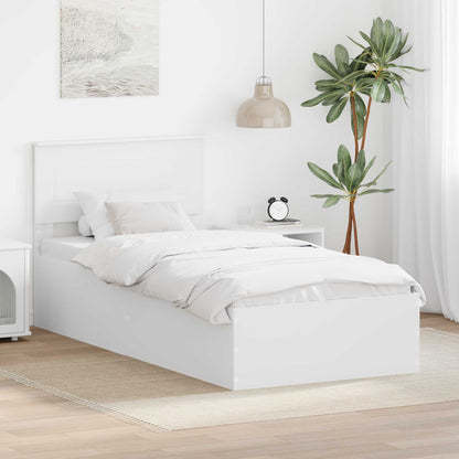 Bed Frame with Headboard White 75 x 190 cm Engineered Wood