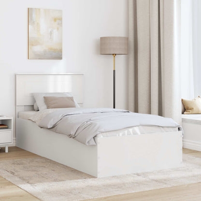 Bed Frame with Headboard White 75 x 190 cm Engineered Wood