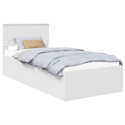 Bed Frame with Headboard White 75 x 190 cm Engineered Wood