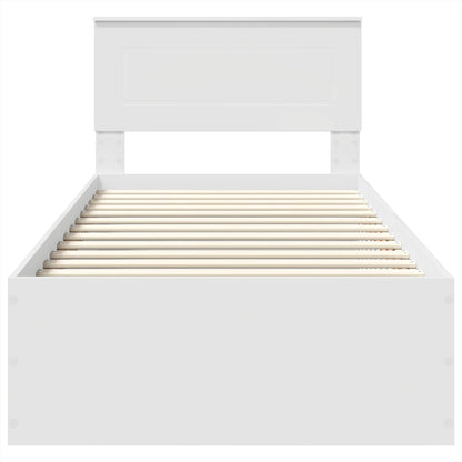 Bed Frame with Headboard White 75 x 190 cm Engineered Wood