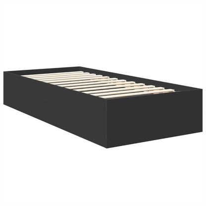 Bed Frame with Headboard Black 75 x 190 cm Engineered Wood