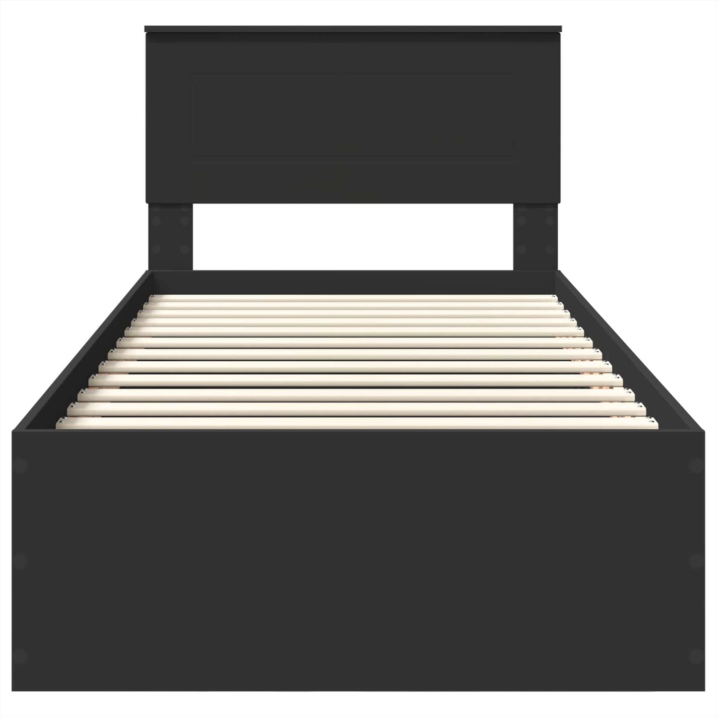 Bed Frame with Headboard Black 75 x 190 cm Engineered Wood