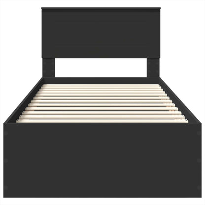 Bed Frame with Headboard Black 75 x 190 cm Engineered Wood